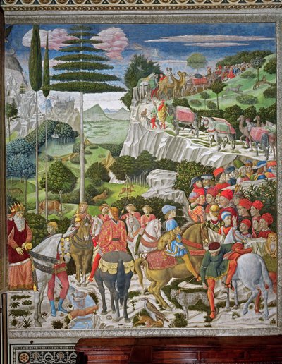 Le voyage des Mages à Bethléem, mur gauche de la chapelle, vers 1460 - Benozzo di Lese di Sandro Gozzoli